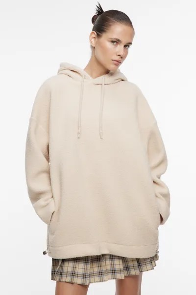 Худи oversize флисовая с капюшоном и карманами