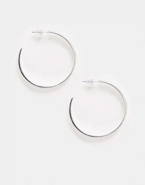 Посеребренные серьги-кольца 40 мм ASOS DESIGN-Серебряный