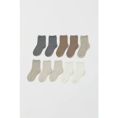 Носки H&M 10 пар, размер 16/18, серый, коричневый