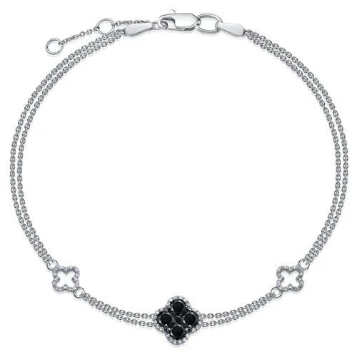 Браслет-цепочка Vesna jewelry, белое золото, 585 проба, родирование, бриллиант, длина 18.5 см.