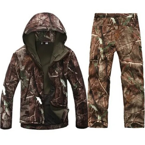 Мужские военные куртки комплект Softshell охотничий камуфляж одежда-ветровка флис Термальность тактическая верхняя одежда Кемпинг пеший Туризм Костюмы