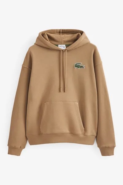 Худи оверсайз с эффектом крокодила Lacoste, коричневый