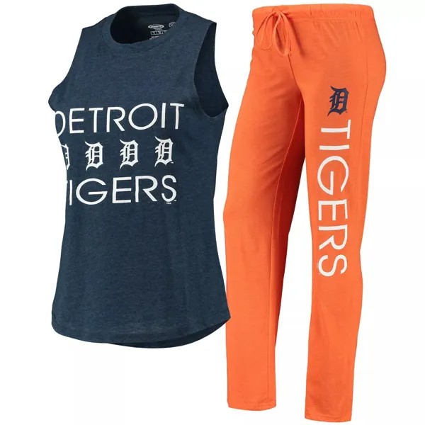 Женский спортивный комплект Concepts Sport оранжевый/темно-синий Detroit Tigers Meter Muscle Майка и брюки для сна