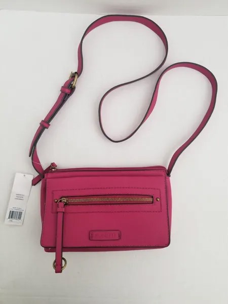 НОВАЯ сумка ROSETTI Magenta Berry Purple Pink через плечо из галечной кожи на молнии спереди