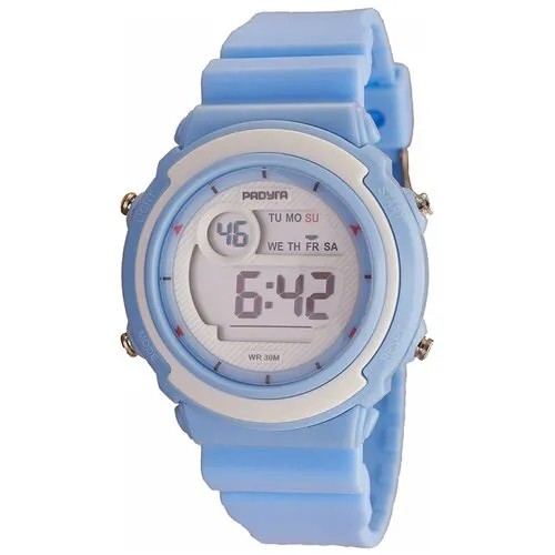 Часы женские электронные наручные Радуга 465 голубые. Спортивные, водозащитные с будильником , секундомером, календарем и подсветкой.