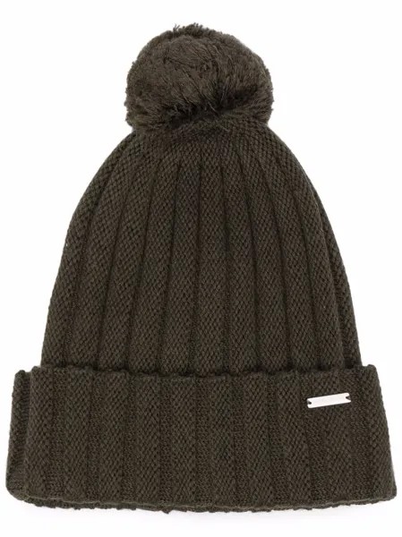 Woolrich шапка бини в рубчик с помпоном