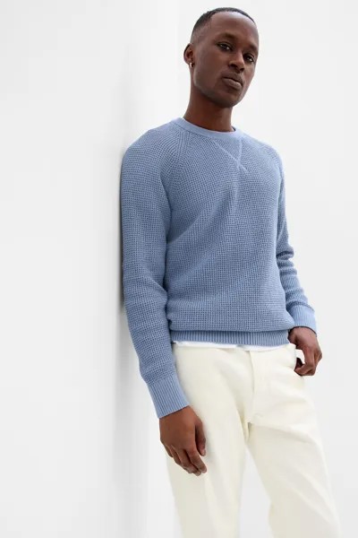 Текстурированный свитер с круглым вырезом Gap, синий