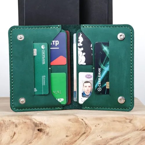Портмоне Yuzhanini Goods, фактура гладкая, зеленый