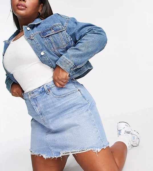 Светло-голубая джинсовая юбка с необработанным краем Levi's Plus-Голубой