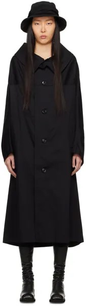 Черное длинное пальто-накидка Y'S