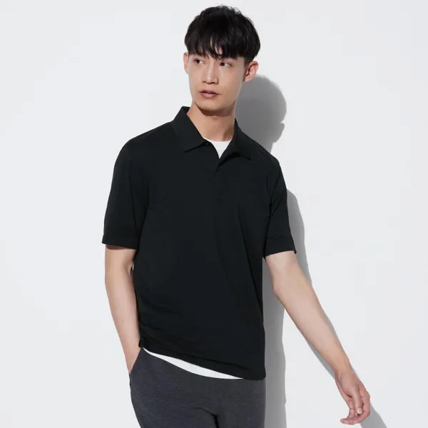 Рубашка-поло UNIQLO Dry EX с коротким рукавом, черный