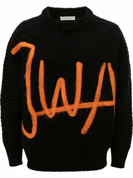 JW Anderson джемпер фактурной вязки с логотипом
