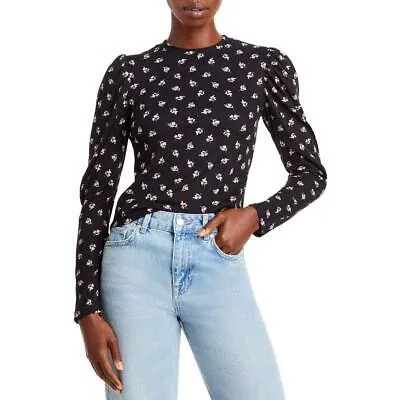 Aqua Womens Рубашка с круглым вырезом в рубчик с цветочным принтом BHFO 9083