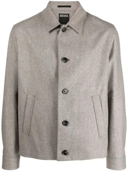 Zegna меланжевая куртка-рубашка, нейтральный цвет