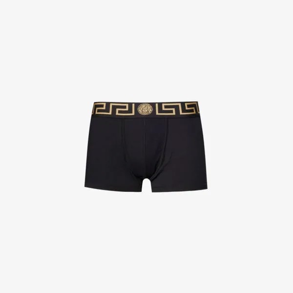 Плавки из эластичного хлопка с поясом с логотипом Versace, черный