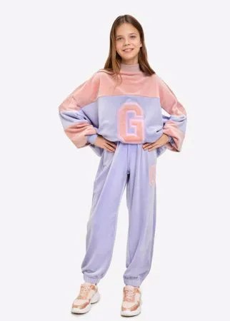 Сиреневые спортивные брюки из велюра для девочки Gloria Jeans