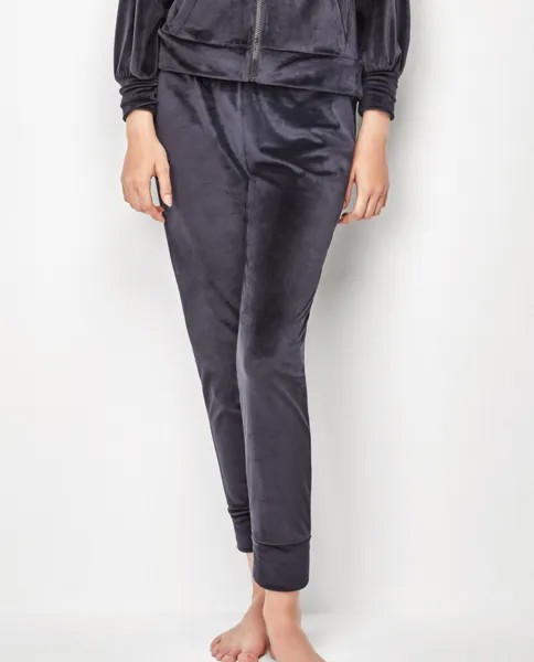Длинные женские пижамные брюки из бархатной ткани Gisela, черный
