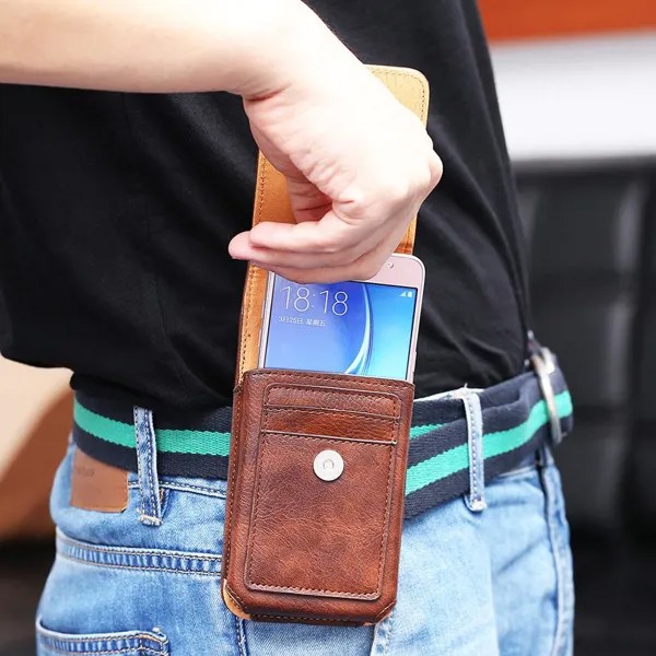 Винтаж кожаный телефон поворотный ремень клип кошелек чехол для карты карманные мужчины талия сумка для iPhone Xiaomi Redmi Samsung Huawei Moto Oppo смартфон кобура чехол