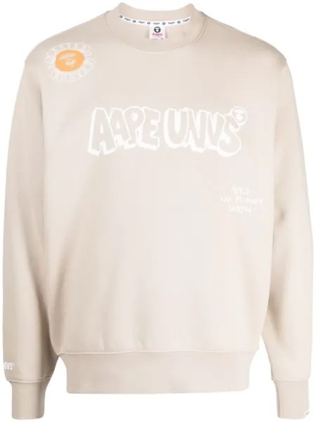 Толстовка с круглым вырезом с логотипом AAPE BY *A BATHING APE, коричневый