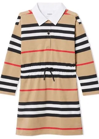 Burberry Kids платье в полоску Icon Stripe с длинными рукавами