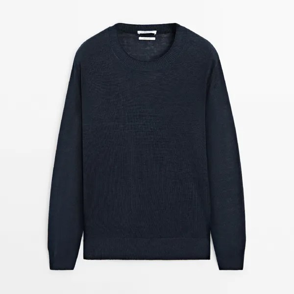 Свитер Massimo Dutti Crew Neck Linen - Studio, темно-синий