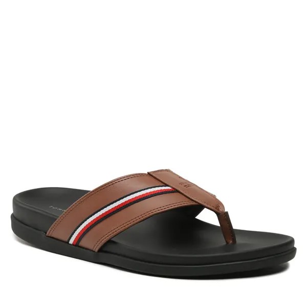 Шлепанцы Tommy Hilfiger LeatherToe Post, коричневый