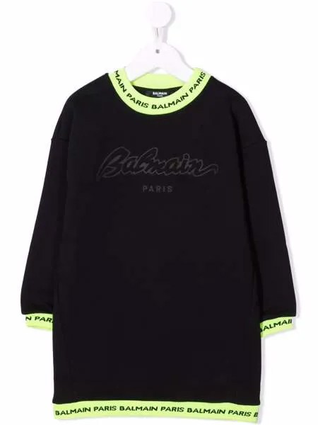 Balmain Kids трикотажное платье с логотипом