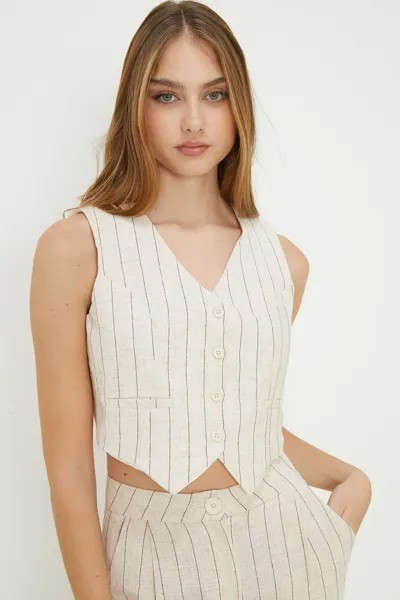 Льняной жилет в полоску Dorothy Perkins, нейтральный