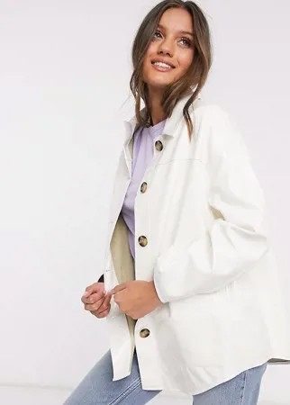 Кремовая виниловая куртка ASOS DESIGN Petite-Белый