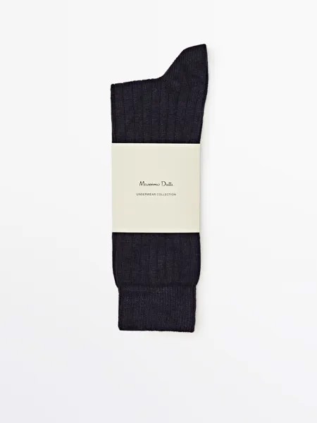 Длинные носки в резинку Massimo Dutti, темно-синий