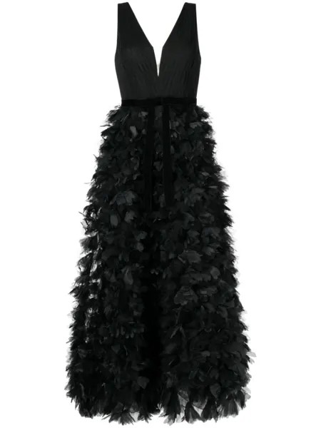 Marchesa Notte вечернее платье с оборками, черный