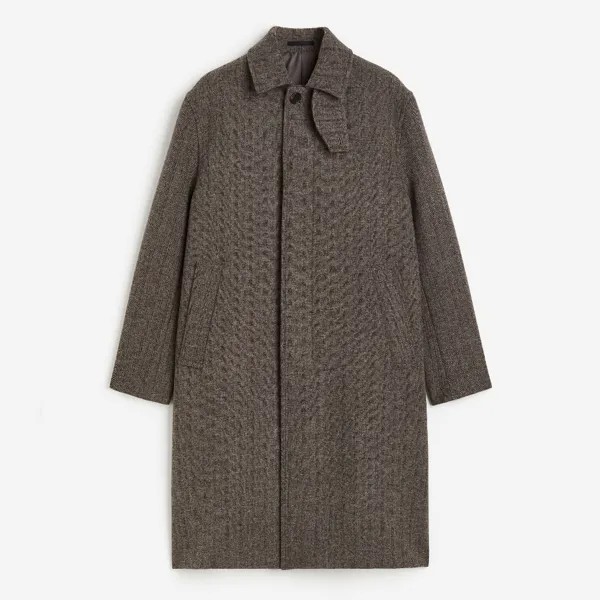 Пальто H&M Loose Fit Wool-blend Car, темно-коричневый