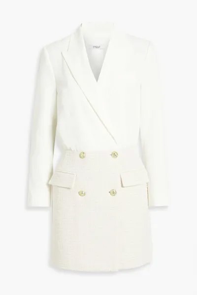 Мини-платье из твила и металлизированного твида с пуговицами DEREK LAM 10 CROSBY, слоновая кость