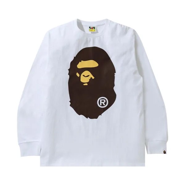 Лонгслив BAPE Big Ape Head Long-Sleeve Tee 'White', белый
