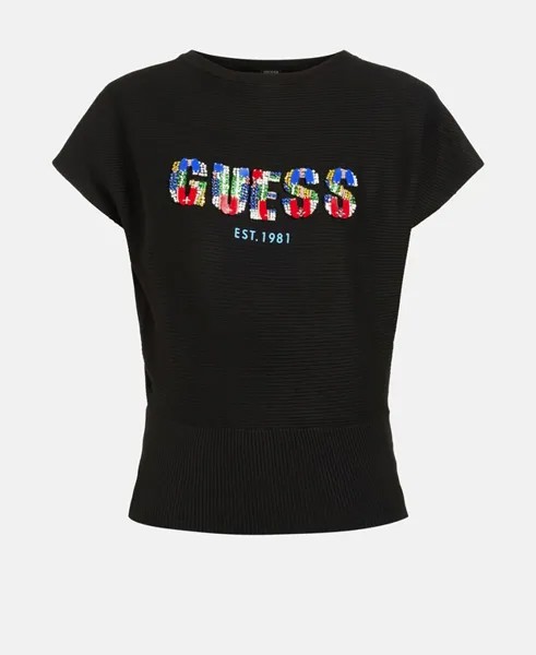 Пуловер с короткими рукавами Guess, черный