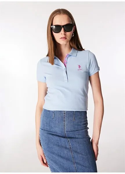 Голубая женская футболка-поло приталенного кроя TP0124 U.S. Polo Assn., светло-синий