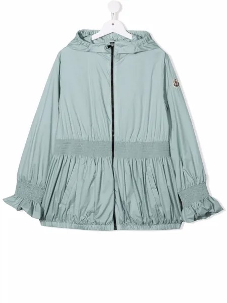 Moncler Enfant пальто с капюшоном и сборками