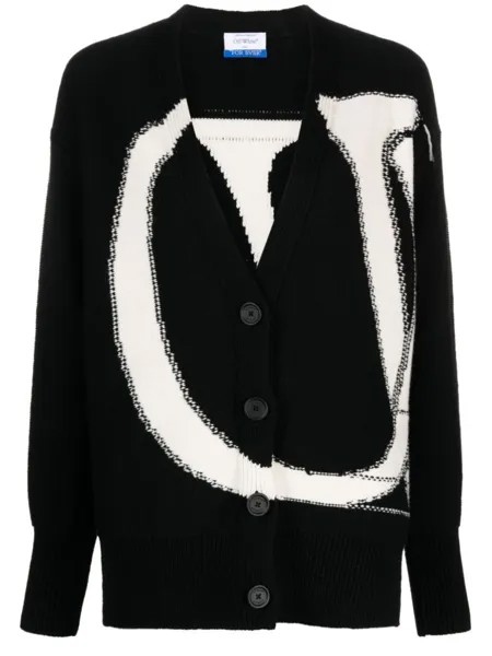 Off-White шерстяной кардиган вязки интарсия