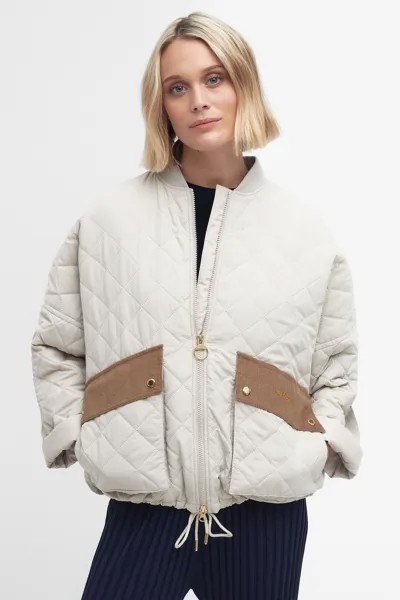 Модернизированная стеганая куртка-бомбер в стиле Bowhill Barbour, белый