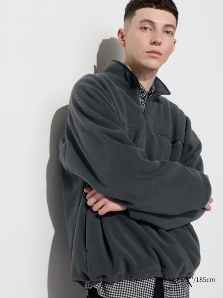 Флисовый пуловер на молнии наполовину Uniqlo, серый