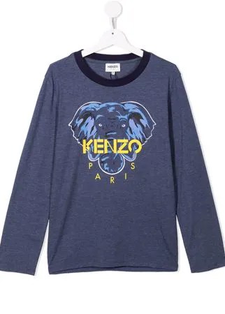 Kenzo Kids футболка с длинными рукавами и принтом Elephant