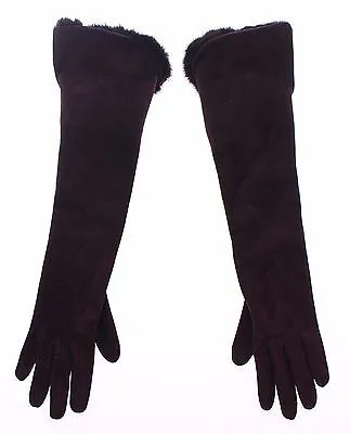 DOLCE - GABBANA Перчатки из козьей кожи, фиолетового меха норки, замши, 7,5 / м, рекомендованная розничная цена 2600 долларов США