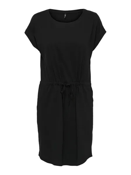 Платье ONLY Mini T Shirt mit Tunnelzug Kurzarm Rundhals Dress ONLMAY, черный