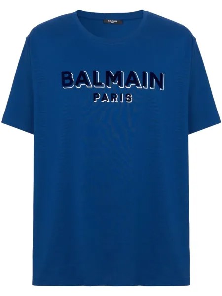 Balmain футболка с логотипом, синий