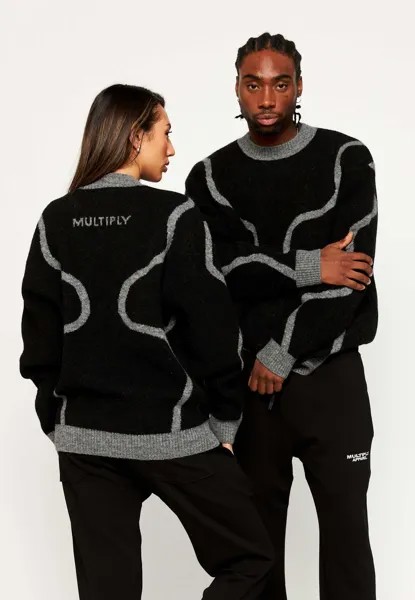 Свитер Oversize Sweater Lines Multiply Apparel, черный