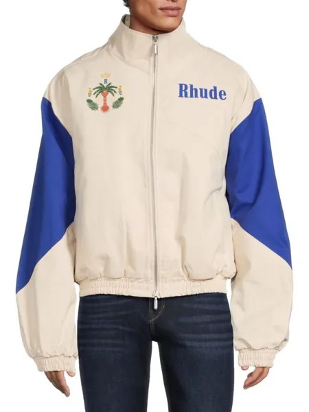 Куртка с цветными блоками и графическим рисунком R H U D E, цвет White Multicolor