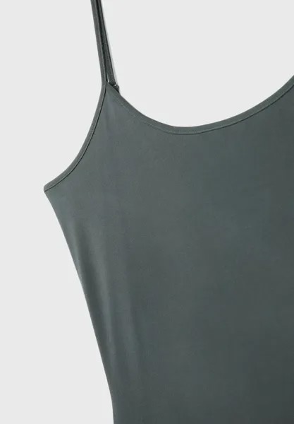 Платье из джерси Langes Mit Seitlichem Schlitz Stradivarius, хаки
