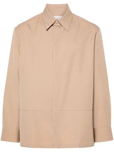 Jil Sander рубашка со складками, нейтральный цвет