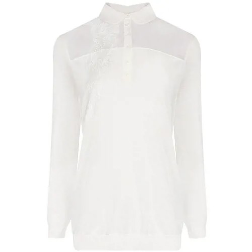 Блуза  Ermanno Scervino, классический стиль, трикотажная, размер 42, белый