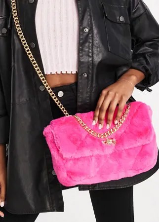 Ярко-розовая сумка через плечо из искусственного меха Skinnydip-Розовый цвет